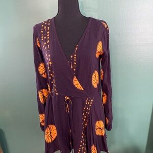 Boho Wrap Romper with Orange Accents